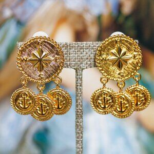 Vintage Anne Klein Couture Nautical Clip-on Earrings